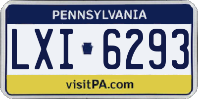 PA license plate LXI6293