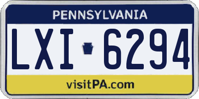 PA license plate LXI6294
