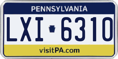PA license plate LXI6310