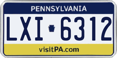 PA license plate LXI6312