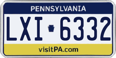 PA license plate LXI6332