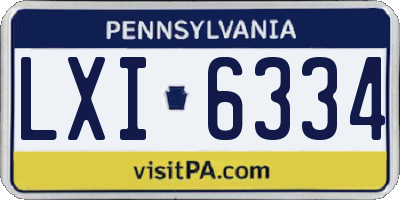 PA license plate LXI6334