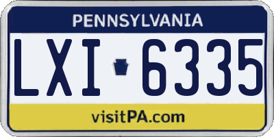 PA license plate LXI6335