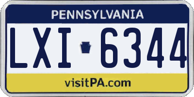 PA license plate LXI6344