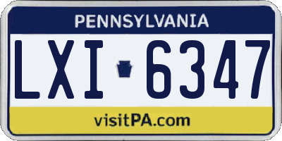 PA license plate LXI6347