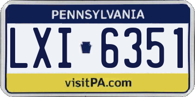 PA license plate LXI6351