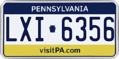 PA license plate LXI6356