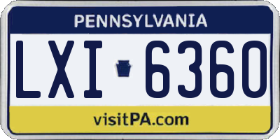 PA license plate LXI6360