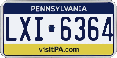 PA license plate LXI6364