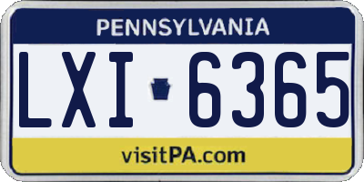 PA license plate LXI6365