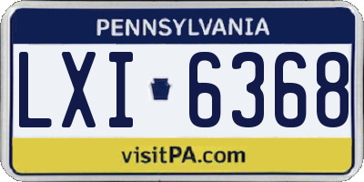 PA license plate LXI6368