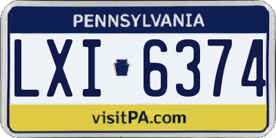 PA license plate LXI6374