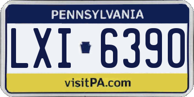 PA license plate LXI6390