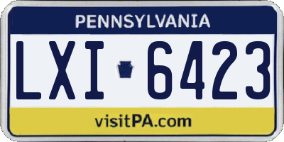 PA license plate LXI6423