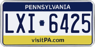 PA license plate LXI6425