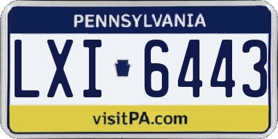 PA license plate LXI6443