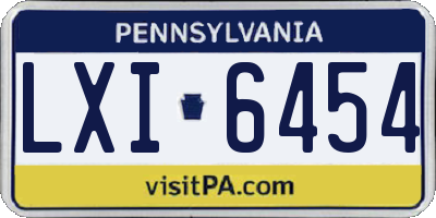 PA license plate LXI6454