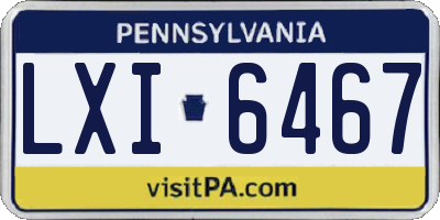 PA license plate LXI6467