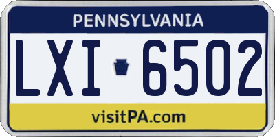 PA license plate LXI6502
