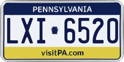 PA license plate LXI6520