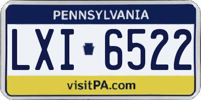PA license plate LXI6522