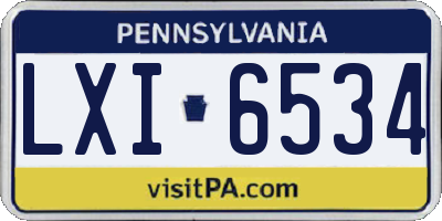 PA license plate LXI6534