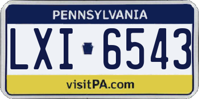 PA license plate LXI6543
