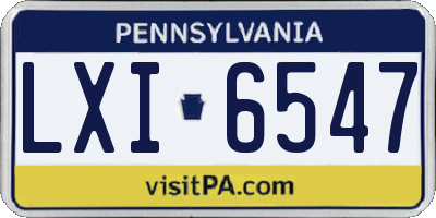 PA license plate LXI6547