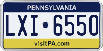 PA license plate LXI6550