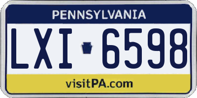 PA license plate LXI6598