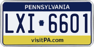 PA license plate LXI6601