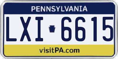 PA license plate LXI6615