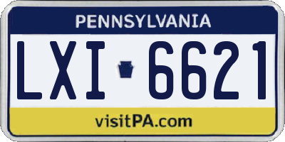 PA license plate LXI6621