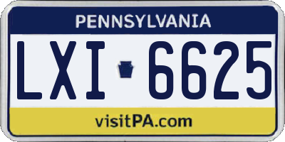 PA license plate LXI6625