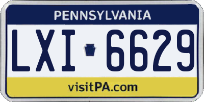 PA license plate LXI6629