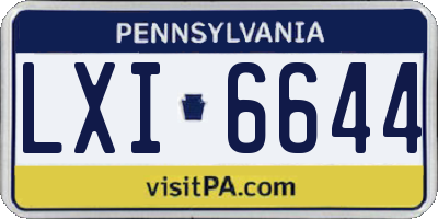 PA license plate LXI6644