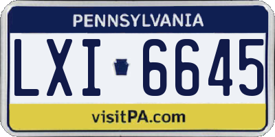 PA license plate LXI6645