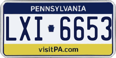 PA license plate LXI6653