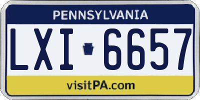 PA license plate LXI6657