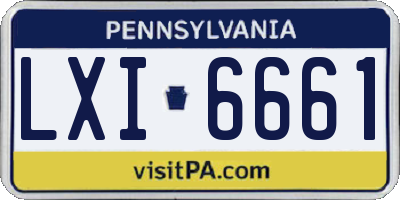 PA license plate LXI6661