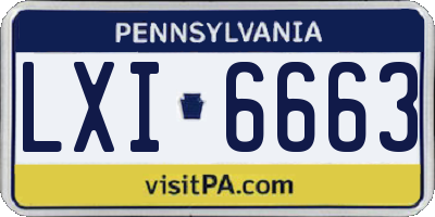 PA license plate LXI6663