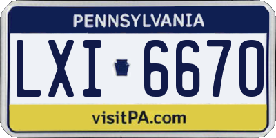 PA license plate LXI6670