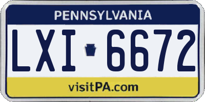 PA license plate LXI6672