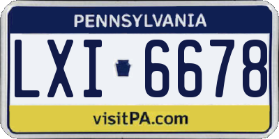 PA license plate LXI6678