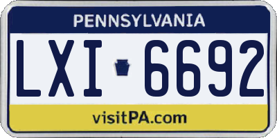PA license plate LXI6692