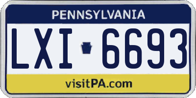 PA license plate LXI6693