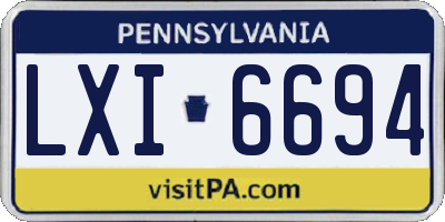 PA license plate LXI6694