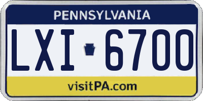 PA license plate LXI6700