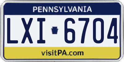 PA license plate LXI6704