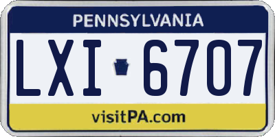 PA license plate LXI6707